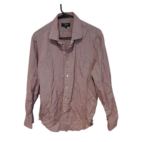 J. crew Thompson shirtings Men's burgundy button down shirt size large 16-16.5 - Picture 1 of 4